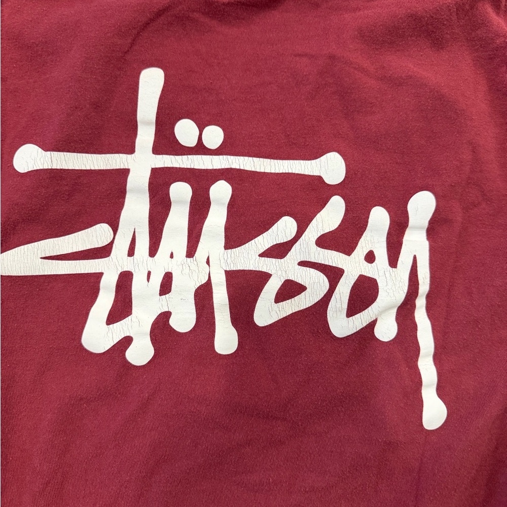 Vintage Stüssy Red Burgundy Long Sleeve Shirt M - Picture 5 of 5